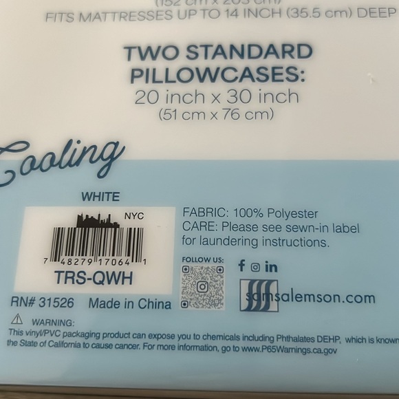 comfort lab cooling queen sheets set white  New bedding - Picture 4 of 4